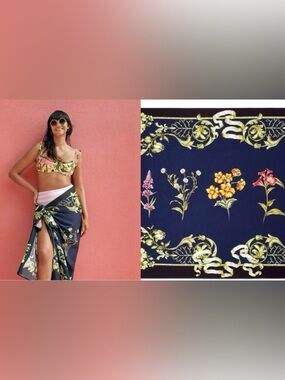 Elegant Floral Print Sarong Scarf Pareo - Agua Bendita x Target